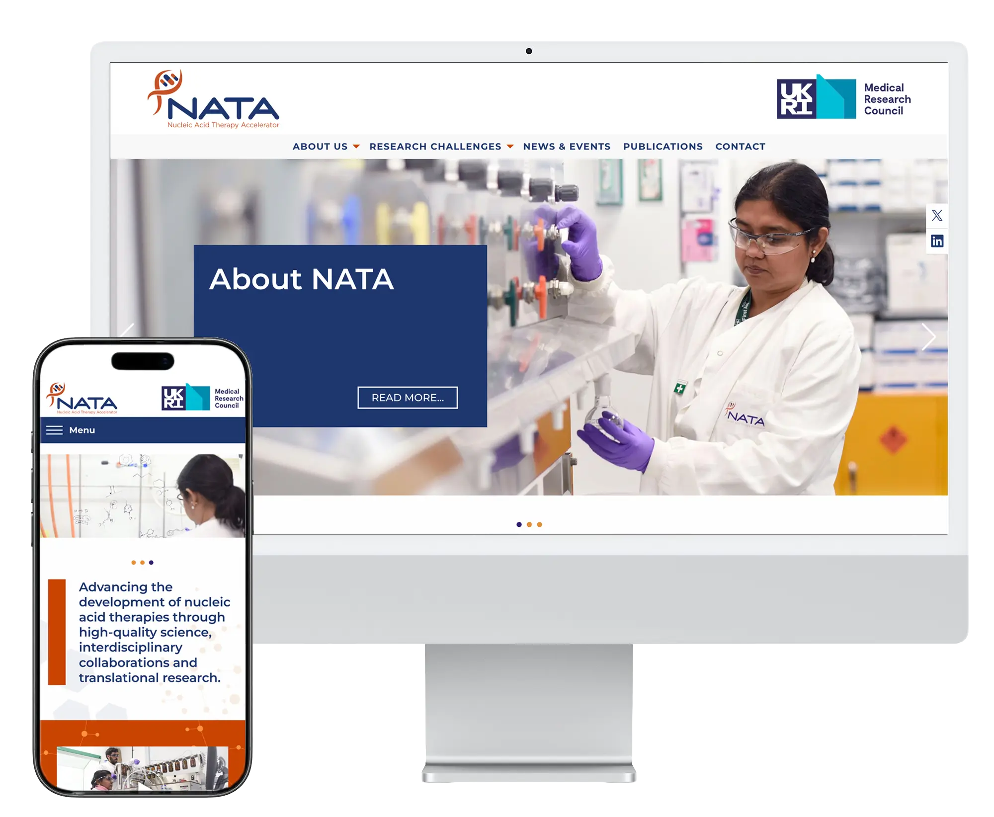 NATA website home page displayed on a desktop computer & mobile phone
