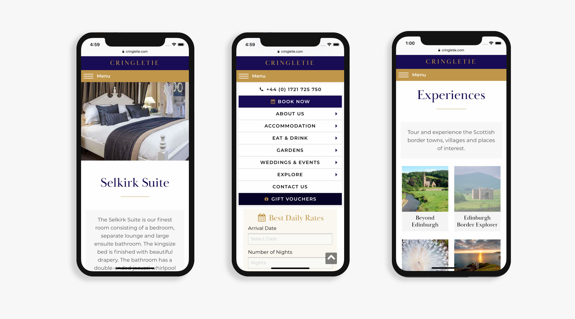 Cringletie Mobile Friendly Responsive Website Screens