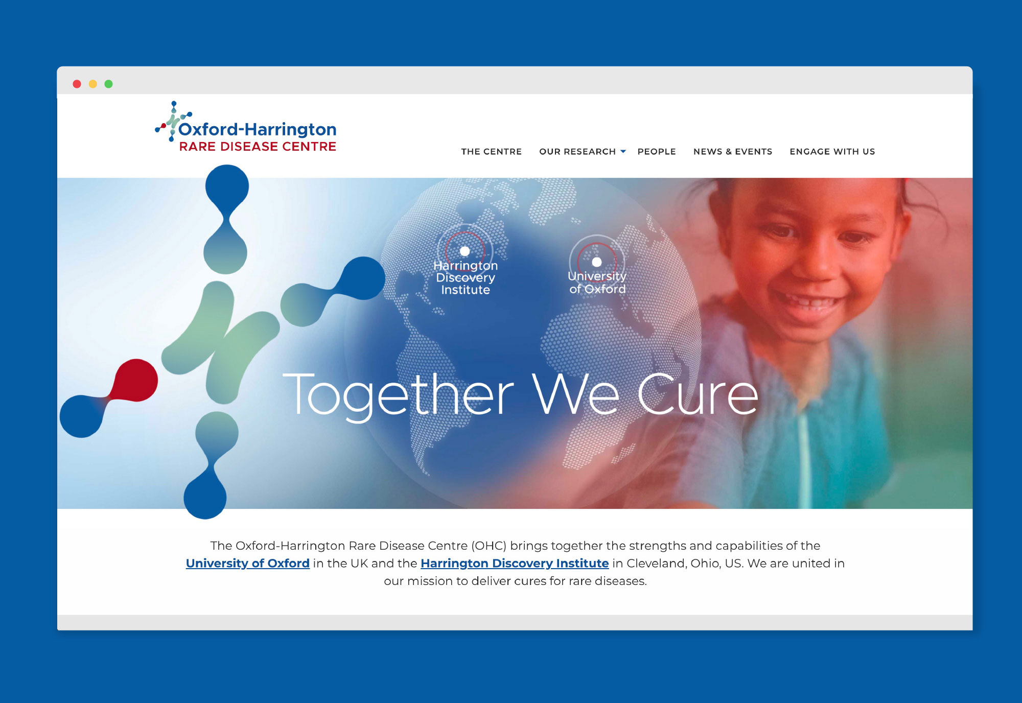 Oxford Harrington Rare Disease Centre website homepage design