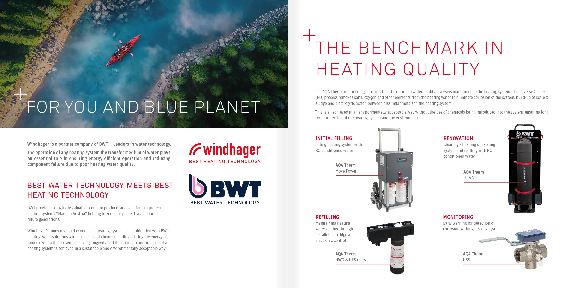 Windhager product and services brochure double page spread