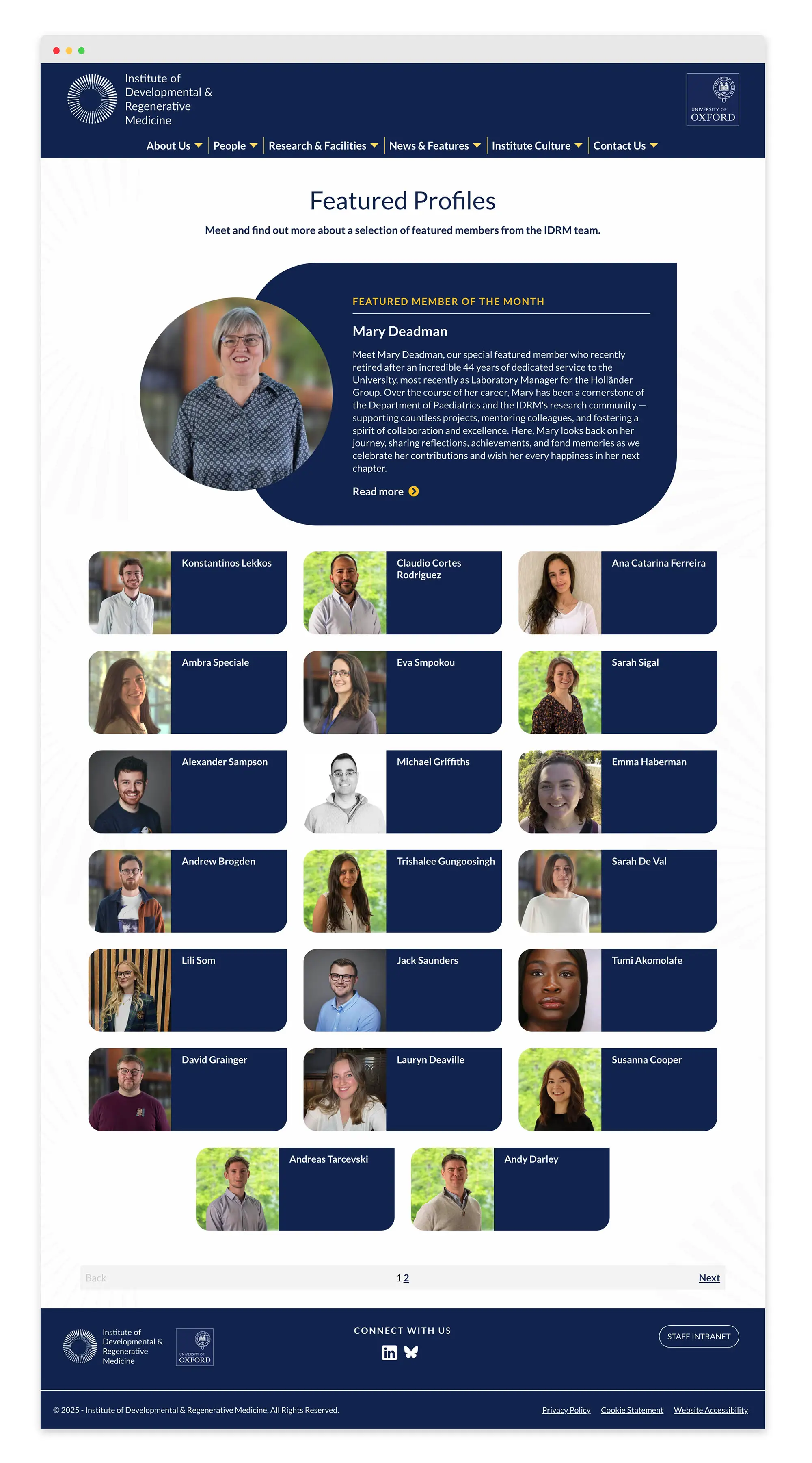IDRM website - featured staff profiles