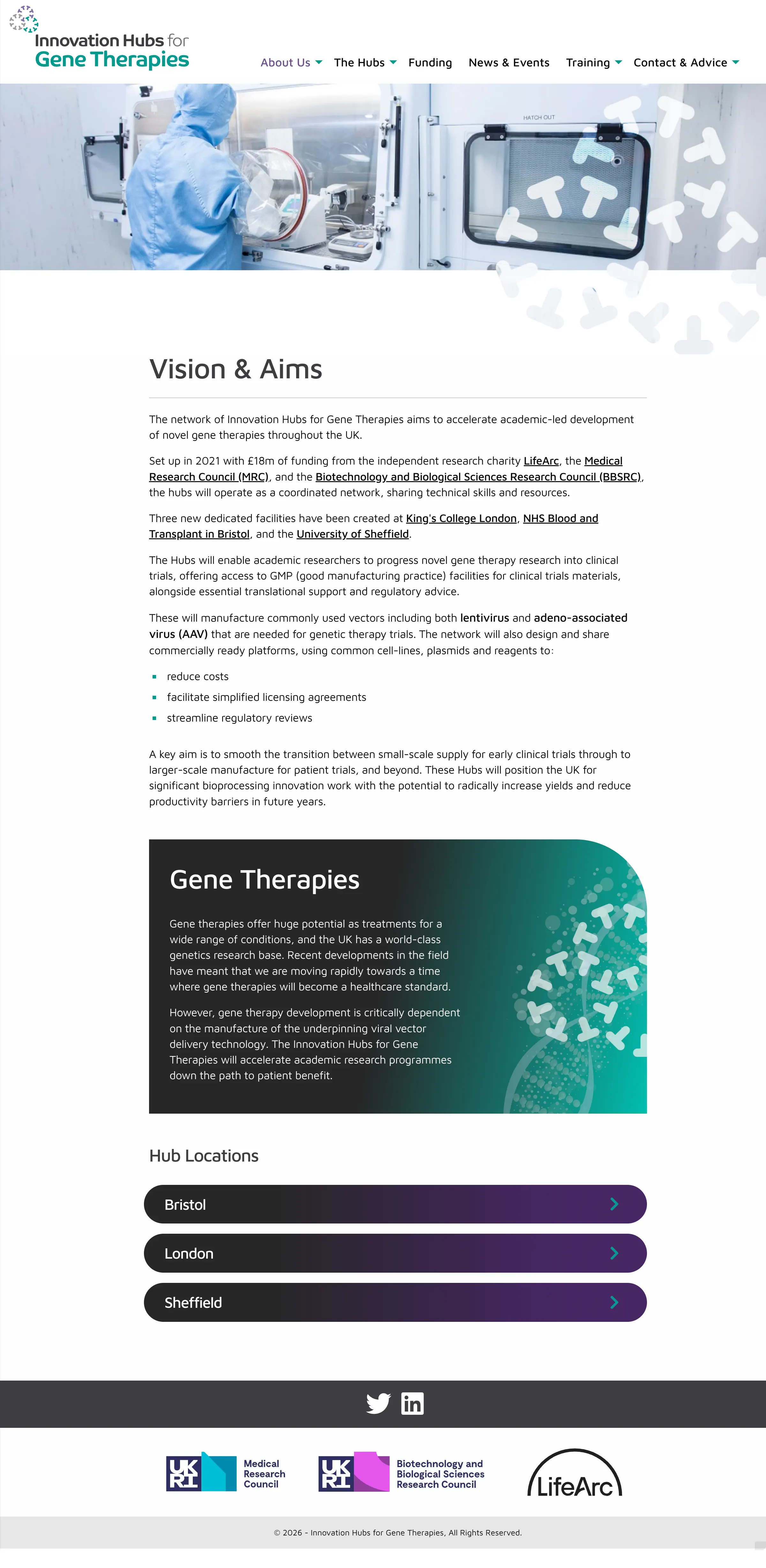 Innovation Hubs for Gene Therapies - Vision and Aims Page