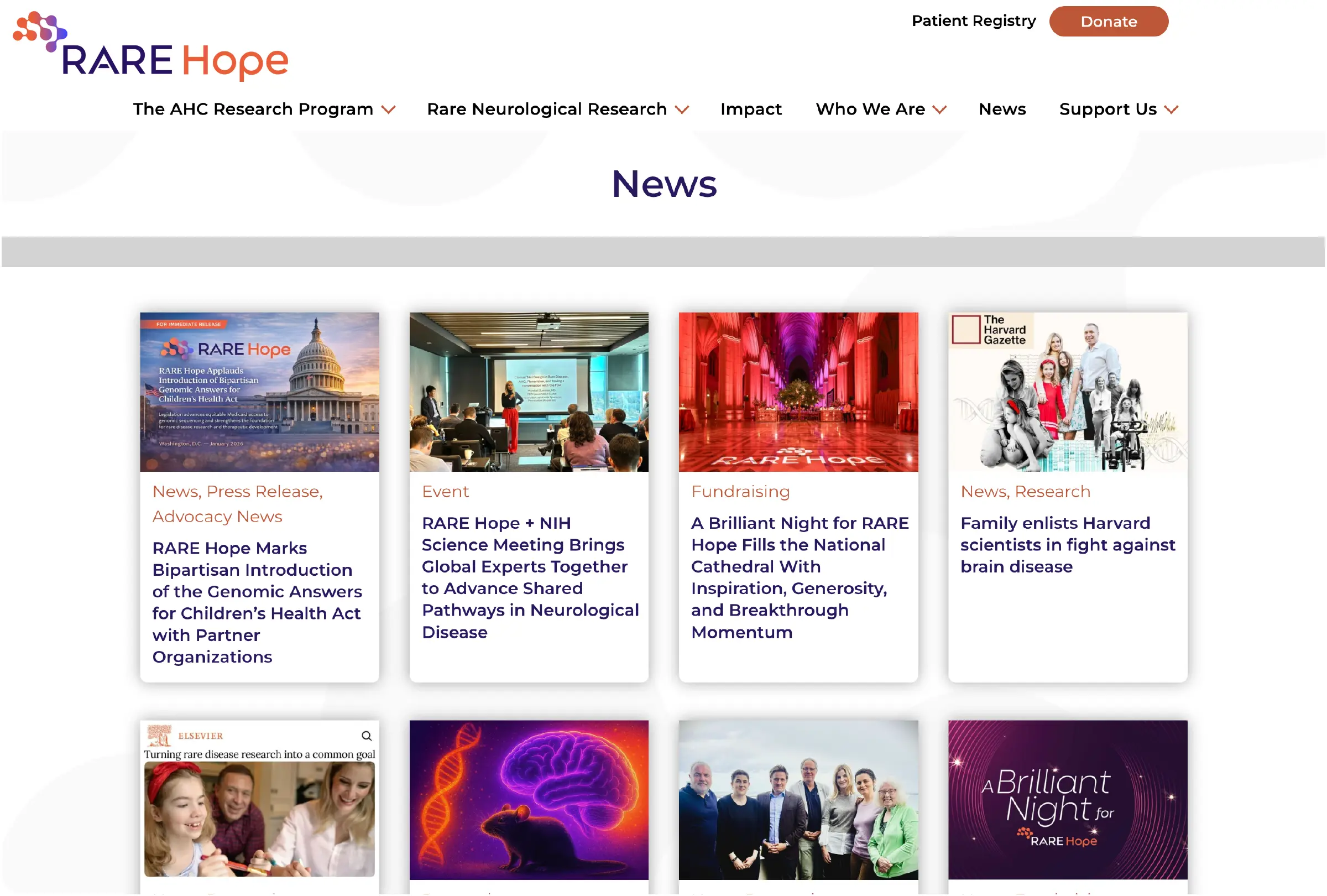 RARE Hope website news page